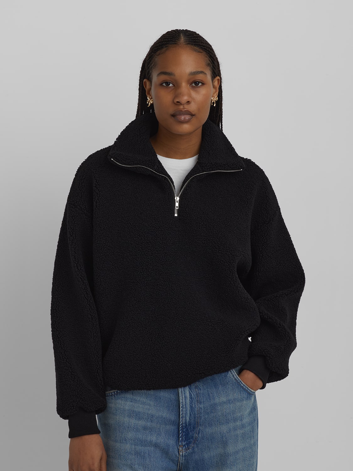 Sherpa fleece half outlet zip