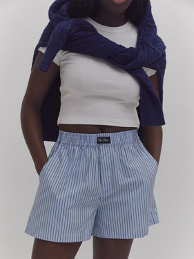 Three-Pocket Boxers Blue Pinstripe