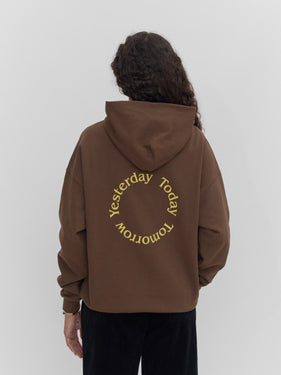 NEW: Yesterday Today Tomorrow Hoodie Brown/Yellow