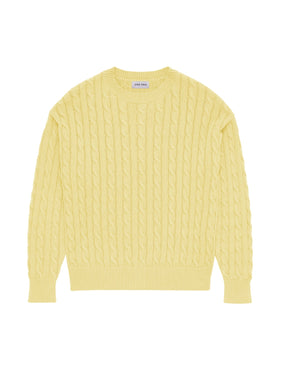 cable knit sweater butter yellow