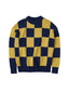 checkerboard sweater navy yellow one dna