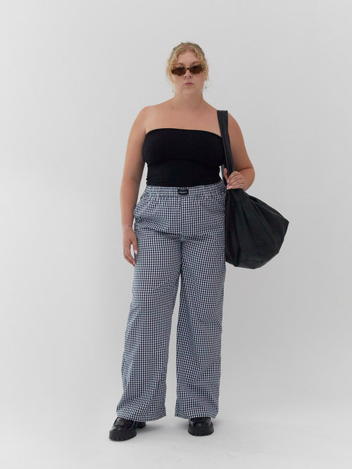 elastic waist pants gingham