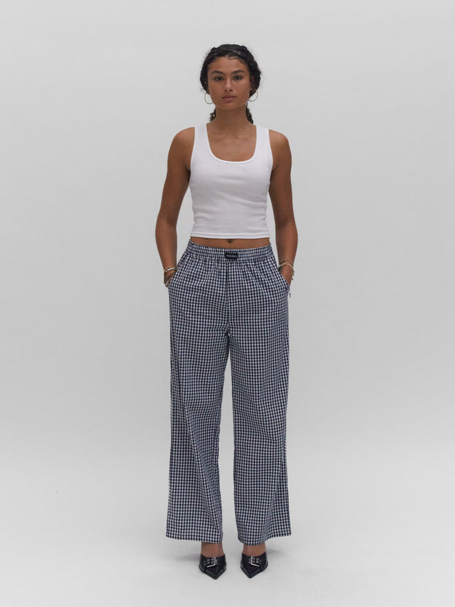 gingham pants with pockets