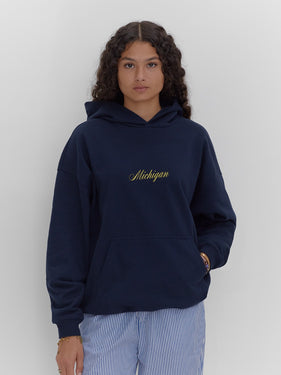 michigan script font hoodie one dna