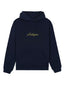 navy hoodie with michigan in script font one dna