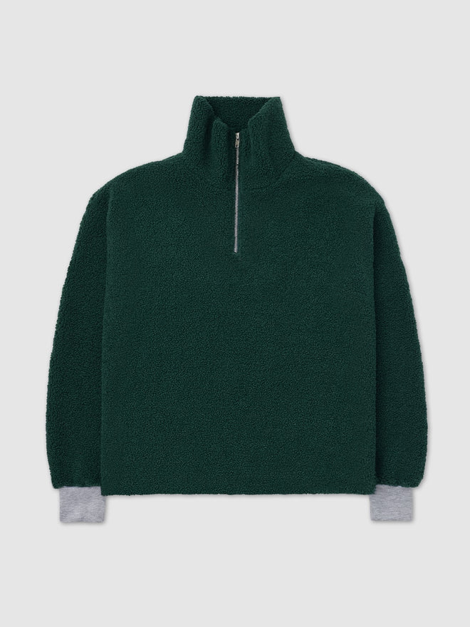 one dna peak sherpa pullover forest green