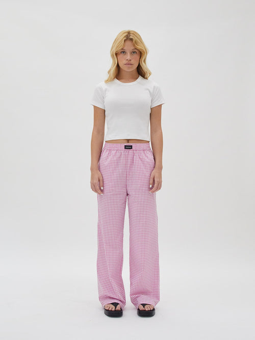 one dna pink gingham pants