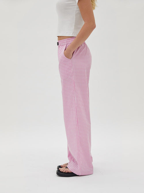 pink gingham lounge pants one dna