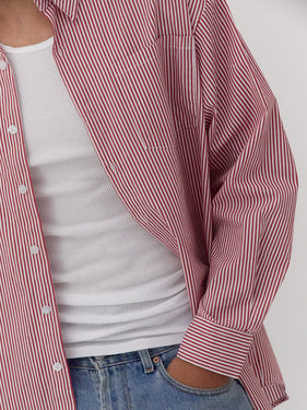 red and white striped shirt