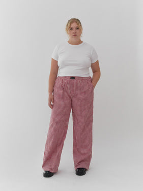 red gingham pants plus size