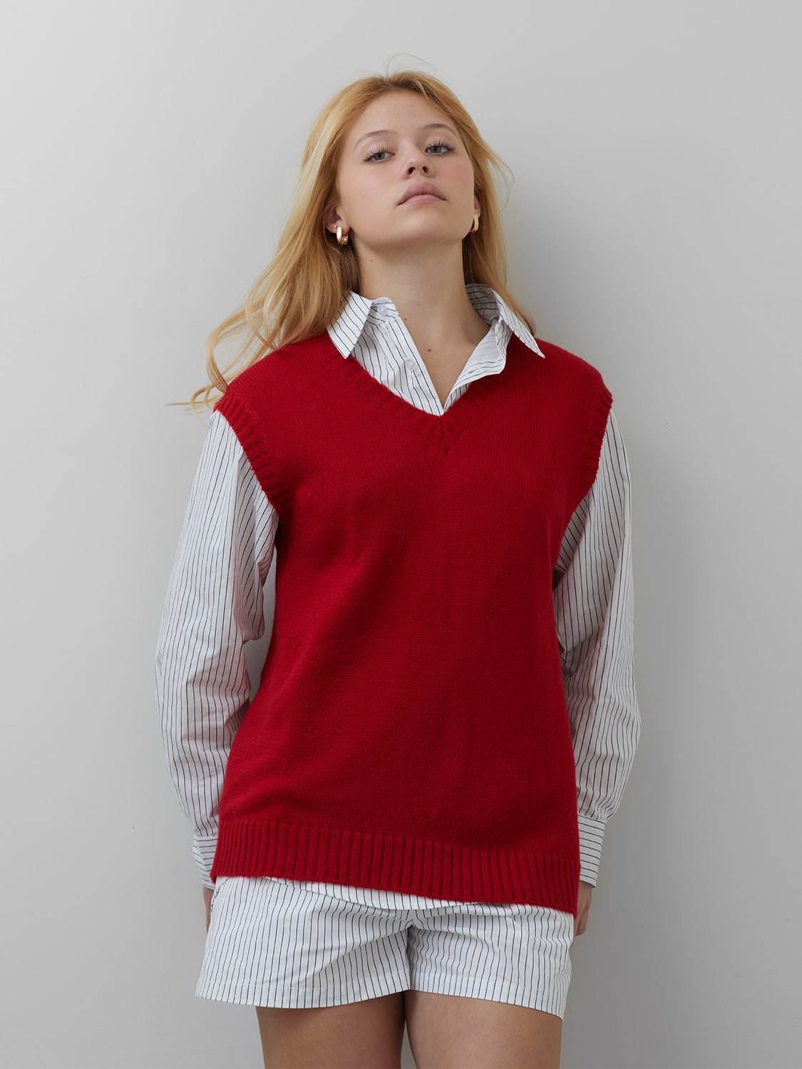 オンラインショップ】 ワンエルディーケー MY___V RED VEST KNIT NECK 