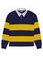 rugby polo navy and yellow stripes one dna