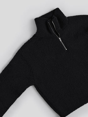 Teddy Fleece Quarter Zip Black