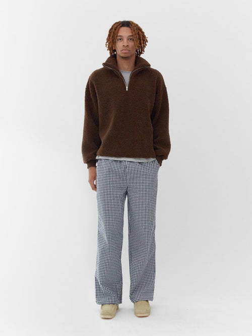 teddy fleece sherpa gingham pants