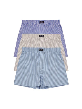 three pack boxer shorts blue and khaki