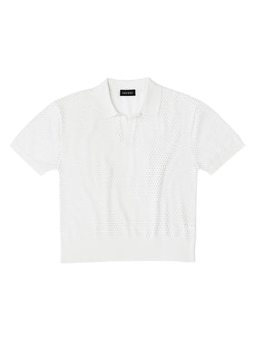 Palermo Crochet Knit Polo White