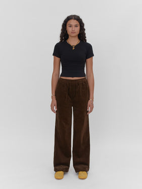 women's dark brown corduroy pants one dna